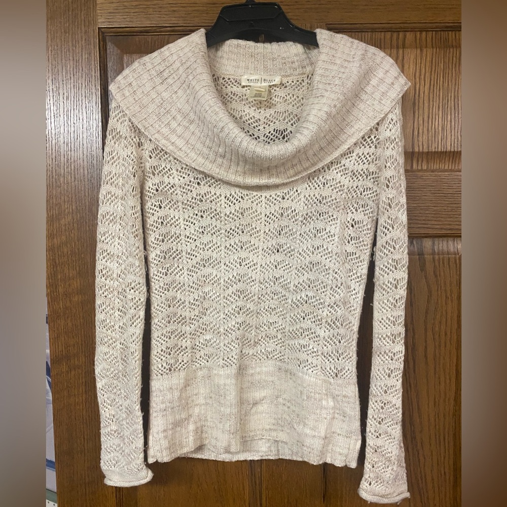 White House Black Market Sweater with Cowl Neck in Cream - Size Small